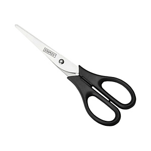Staples Tijeras de oficina, acero inox de punta aguda, mango asimétrico de plástico reciclado, 16,5 cm, negro Staples Tijeras de oficina, acero inox de punta aguda, mango asimétrico de plástico reciclado, 16,5 cm, negro