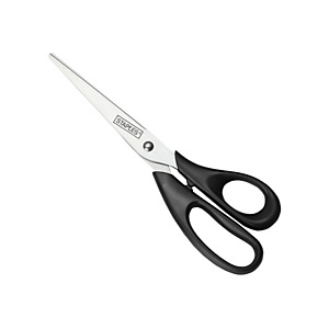 Staples Tijeras de oficina, acero inox de punta aguda, mango asimétrico de plástico reciclado, 20,5 cm, negro Staples Tijeras de oficina, acero inox de punta aguda, mango asimétrico de plástico reciclado, 20,5 cm, negro