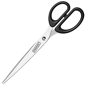 Staples Tijeras de oficina, acero inox de punta redonda, mango asimétrico, 25 cm, negro Staples Tijeras de oficina, acero inox de punta redonda, mango asimétrico, 25 cm, negro