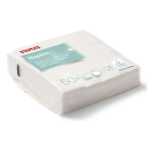 Staples Tovaglioli usa e getta, 2 veli, Superficie goffrata, 33 cm x 33 cm, Bianco Staples Tovaglioli usa e getta, 2 veli, Superficie goffrata, 33 cm x 33 cm, Bianco