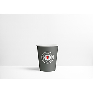 Staples Vasos de papel desechables, gris oscuro con logotipo impreso, 250 ml Staples Vasos de papel desechables, gris oscuro con logotipo impreso, 250 ml