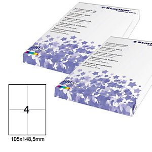 STARLINE Etichetta adesiva - permanente - 105x148,5 mm - 4 etichette per foglio - bianco  - conf. 100 fogli A4