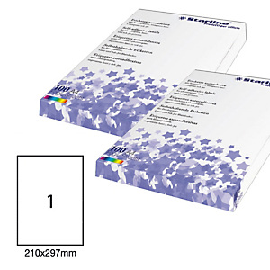 STARLINE Etichetta adesiva - permanente - 210x297 mm - 1 etichetta per foglio - bianco - conf. 100 fogli A4 STARLINE Etichetta adesiva - permanente - 210x297 mm - 1 etichetta per foglio - bianco - conf. 100 fogli A4
