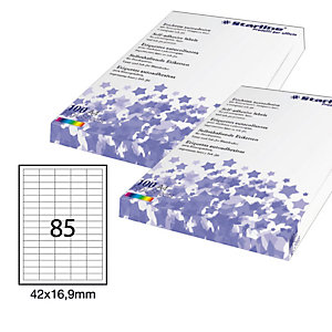 starline etichetta adesiva - permanente - 42x16,9 mm - 85 etichette per foglio - bianco - conf. 100 fogli a4