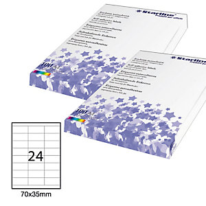 starline etichetta adesiva - permanente - 70x35 mm - 24 etichette per foglio - bianco - conf. 100 fogli a4