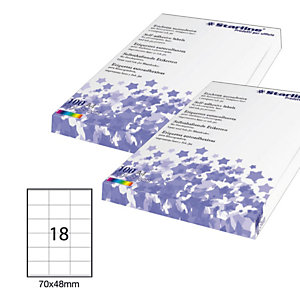 STARLINE Etichette adesive - in carta - permanenti - 70 x 48 mm - 18 et/fg - 100 fogli - bianco