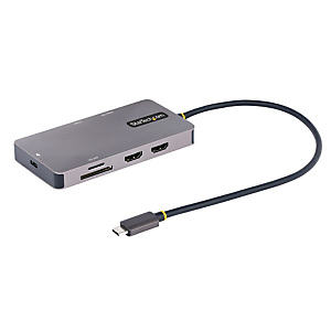 STARTECH .com Adaptador Multipuertos USB C 2x HDMI 4K 60Hz, Hub USB-A 3.1 2Pt 5Gbps, PD 100W, GbE, SD/MicroSD, Cable de 30cm, Docking Station USB Tipo C de Viajes para Portátiles, Alámbrico, USB 3.2 Gen 1 (3.1 Gen 1) Type-C, 10,100,1000 Mbit/s, Gris, Micr STARTECH .com Adaptador Multipuertos USB C 2x HDMI 4K 60Hz, Hub USB-A 3.1 2Pt 5Gbps, PD 100W, GbE, SD/MicroSD, Cable de 30cm, Docking Station USB Tipo C de Viajes para Portátiles, Alámbrico, USB 3.2 Gen 1 (3.1 Gen 1) Type-C, 10,100,1000 Mbit/s, Gris, Micr