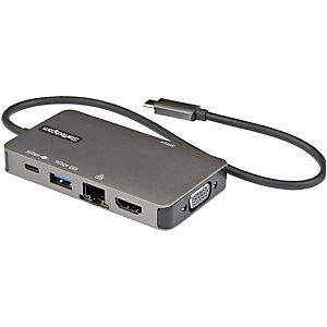 STARTECH .com Adaptador Multipuertos USB-C - Docking Station USB Tipo C a HDMI 4K30 o VGA 1080p - Replicador de Puertos USBC PD de 100W - Hub USB de 3 Puertos - Red - con Cable Incorporado de 30cm, USB 3.2 Gen 1 (3.1 Gen 1) Type-C, 100 W, 10,100,1000 Mbit STARTECH .com Adaptador Multipuertos USB-C - Docking Station USB Tipo C a HDMI 4K30 o VGA 1080p - Replicador de Puertos USBC PD de 100W - Hub USB de 3 Puertos - Red - con Cable Incorporado de 30cm, USB 3.2 Gen 1 (3.1 Gen 1) Type-C, 100 W, 10,100,1000 Mbit