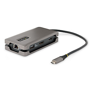 STARTECH .com Adaptador Multipuertos USB-C - HDMI/DP 4K a 60Hz - Hub Ladrón USB de 3 Puertos - Power Delivery de Paso de 100W - GbE - Docking Station USB Tipo C de Viajes - Cable de 30cm, Alámbrico, USB 3.2 Gen 2 (3.1 Gen 2) Type-C, 100 W, 2.0b, 10,100,10 STARTECH .com Adaptador Multipuertos USB-C - HDMI/DP 4K a 60Hz - Hub Ladrón USB de 3 Puertos - Power Delivery de Paso de 100W - GbE - Docking Station USB Tipo C de Viajes - Cable de 30cm, Alámbrico, USB 3.2 Gen 2 (3.1 Gen 2) Type-C, 100 W, 2.0b, 10,100,10