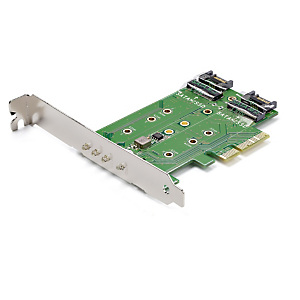 StarTech.com Adaptateur SSD M.2 NGFF à 3 ports - 1x M.2 PCIe (NVMe), 2x M.2 SATA III - PCIe 3.0, PCIe, M.2, SATA, Hauteur totale / Profil bas, PCIe 3. StarTech.com Adaptateur SSD M.2 NGFF à 3 ports - 1x M.2 PCIe (NVMe), 2x M.2 SATA III - PCIe 3.0, PCIe, M.2, SATA, Hauteur totale / Profil bas, PCIe 3.