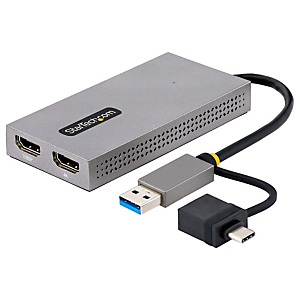 StarTech.com Adaptateur USB vers Double HDMI - USB A/C vers 2 Écrans HDMI (1x 4K30Hz, 1x 1080p) - Dongle Intégré USB-A vers C, Câble de 11cm - Adaptat StarTech.com Adaptateur USB vers Double HDMI - USB A/C vers 2 Écrans HDMI (1x 4K30Hz, 1x 1080p) - Dongle Intégré USB-A vers C, Câble de 11cm - Adaptat