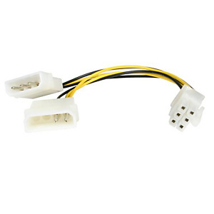 StarTech.com Câble adaptateur d'alimentation LP4 vers carte graphique PCI Express à 6 broches de 15 cm - M/M, 0,153 m, Molex (4-pin), PCI-E (6-pin), M StarTech.com Câble adaptateur d'alimentation LP4 vers carte graphique PCI Express à 6 broches de 15 cm - M/M, 0,153 m, Molex (4-pin), PCI-E (6-pin), M