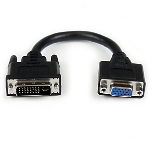 StarTech.com Câble adaptateur DVI vers VGA de 20cm - Convertisseur DVI-I vers HD15 - M/F, 0,203 m, DVI-I, VGA, Mâle, Femelle, Nickel DVIVGAMF8IN StarTech.com Câble adaptateur DVI vers VGA de 20cm - Convertisseur DVI-I vers HD15 - M/F, 0,203 m, DVI-I, VGA, Mâle, Femelle, Nickel DVIVGAMF8IN