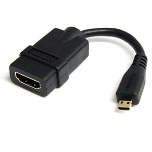 StarTech.com Câble adaptateur HDMI haute vitesse de 12cm - HDMI vers Micro HDMI - F/M - Noir, 0,127 m, HDMI Type A (Standard), HDMI Type D (Micro), Co StarTech.com Câble adaptateur HDMI haute vitesse de 12cm - HDMI vers Micro HDMI - F/M - Noir, 0,127 m, HDMI Type A (Standard), HDMI Type D (Micro), Co