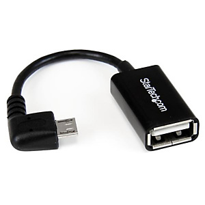 StarTech.com Câble adaptateur Micro USB à angle droit vers USB Host OTG de 12cm - Mâle / Femelle, 0,127 m, Micro-USB B, USB A, USB 2.0, 0,48 Gbit/s, N StarTech.com Câble adaptateur Micro USB à angle droit vers USB Host OTG de 12cm - Mâle / Femelle, 0,127 m, Micro-USB B, USB A, USB 2.0, 0,48 Gbit/s, N