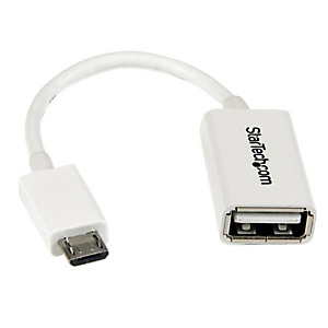 StarTech.com Câble adaptateur Micro USB vers USB Host OTG de 12cm - Mâle / Femelle - Blanc, 0,127 m, Micro-USB B, USB A, USB 2.0, Mâle/Femelle, Blanc StarTech.com Câble adaptateur Micro USB vers USB Host OTG de 12cm - Mâle / Femelle - Blanc, 0,127 m, Micro-USB B, USB A, USB 2.0, Mâle/Femelle, Blanc