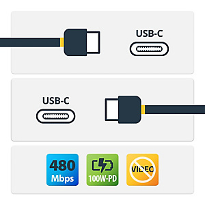 StarTech.com Câble de Charge Rapide USB-C de 2m, Charge et Synchronisation, 100W (5A) PD, USB 2.0, Certifié USB-IF - Cordon de Charge USB C Blanc, 2 m StarTech.com Câble de Charge Rapide USB-C de 2m, Charge et Synchronisation, 100W (5A) PD, USB 2.0, Certifié USB-IF - Cordon de Charge USB C Blanc, 2 m