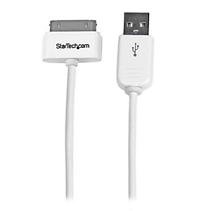 StarTech.com Câble connecteur Apple Dock 30 broches vers USB de 1 m pour iPad, iPhone, iPod - Blanc, Blanc, USB A, Apple 30-pin, 1 m, Mâle, Mâle USB2A StarTech.com Câble connecteur Apple Dock 30 broches vers USB de 1 m pour iPad, iPhone, iPod - Blanc, Blanc, USB A, Apple 30-pin, 1 m, Mâle, Mâle USB2A