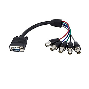 StarTech.com Câble d'écran coaxial VGA HD15 vers 5x BNC RGBHV de 30cm - M/F, 0,3 m, VGA (D-Sub), 5 x BNC, Mâle, Femelle, Droit VGABNCMF1 StarTech.com Câble d'écran coaxial VGA HD15 vers 5x BNC RGBHV de 30cm - M/F, 0,3 m, VGA (D-Sub), 5 x BNC, Mâle, Femelle, Droit VGABNCMF1