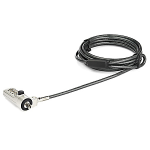 StarTech.com Câble de sécurité pour ordinateur portable à code 4 chiffres, 2,043 m, Noble, Verrouillage à combinaison, Acier zingué, Noir, Argent LTLO StarTech.com Câble de sécurité pour ordinateur portable à code 4 chiffres, 2,043 m, Noble, Verrouillage à combinaison, Acier zingué, Noir, Argent LTLO