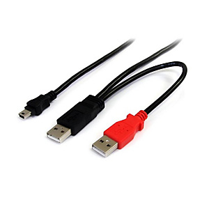 StarTech.com Câble USB 2.0 en Y de 1,8 m pour disque dur externe - 2x USB A (M) vers 1x USB Mini B (M), 1,8 m, Mini-USB B, 2 x USB A, USB 2.0, Mâle/Mâ StarTech.com Câble USB 2.0 en Y de 1,8 m pour disque dur externe - 2x USB A (M) vers 1x USB Mini B (M), 1,8 m, Mini-USB B, 2 x USB A, USB 2.0, Mâle/Mâ
