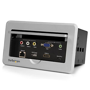 StarTech.com Boîtier de connexion pour table de réunion - HDMI / VGA / Mini DP vers sortie HDMI avec port USB à charge rapide, 1920 x 1080 pixels, 108 StarTech.com Boîtier de connexion pour table de réunion - HDMI / VGA / Mini DP vers sortie HDMI avec port USB à charge rapide, 1920 x 1080 pixels, 108