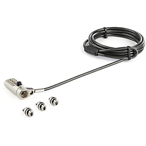STARTECH .com Cable de 2m de Seguridad Universal 3 en 1 para Ordenadores Portátiles - Cable con Candado de Combinación de 4 Dígitos para Ordenador de Sobremesa o Portátil - para K-Slot - Ranura Nano - Ranura Wedge - Cable de Seguridad Antirrobo, 2 m, Kens STARTECH .com Cable de 2m de Seguridad Universal 3 en 1 para Ordenadores Portátiles - Cable con Candado de Combinación de 4 Dígitos para Ordenador de Sobremesa o Portátil - para K-Slot - Ranura Nano - Ranura Wedge - Cable de Seguridad Antirrobo, 2 m, Kens