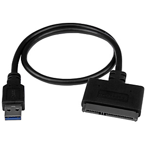 STARTECH .com Cable adaptador USB 3.1 (10 Gbps) a SATA para unidades de disco, USB 3.1 A, SATA 7+15 pin, 0,5 m, Negro USB312SAT3CB STARTECH .com Cable adaptador USB 3.1 (10 Gbps) a SATA para unidades de disco, USB 3.1 A, SATA 7+15 pin, 0,5 m, Negro USB312SAT3CB