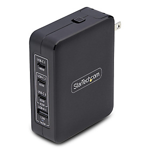 StarTech.com Chargeur Mural USB-C 140W, 3x USB-C/1x USB-A, Adaptateur d'Alimentation Power Delivery 3.1 International GaN pour MacBook/Dell XPS/Inspir StarTech.com Chargeur Mural USB-C 140W, 3x USB-C/1x USB-A, Adaptateur d'Alimentation Power Delivery 3.1 International GaN pour MacBook/Dell XPS/Inspir