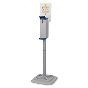 Station avec distributeur pour gel hydroalcoolique Station avec distributeur pour gel hydroalcoolique