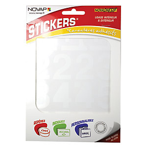 Stickers adhésifs chiffres 0 à 9 40 mm coloris blanc