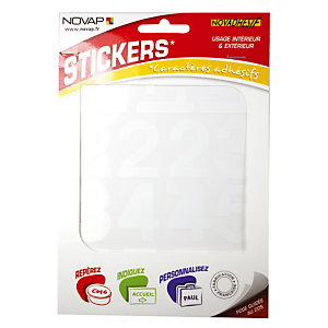 Stickers adhésifs chiffres 0 à 9 40 mm coloris blanc