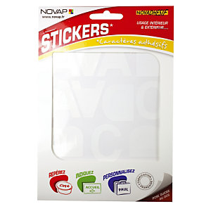 Stickers adhésifs lettres alphabétiques 40 mm coloris blanc