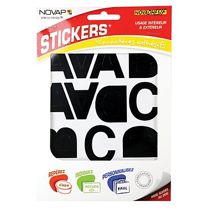 Stickers adhésifs lettres alphabétiques 40 mm coloris noir - 1