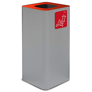 STILCASA Contenitore per la raccolta differenziata dei rifiuti organici, 100 litri, Struttura in acciaio verniciato, 38 x 38 x 80 cm, Grigio/Rosso STILCASA Contenitore per la raccolta differenziata dei rifiuti organici, 100 litri, Struttura in acciaio verniciato, 38 x 38 x 80 cm, Grigio/Rosso