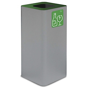STILCASA Contenitore per la raccolta differenziata del vetro, 100 litri, Struttura in acciaio verniciato, 38 x 38 x 80 cm, Grigio/Verde STILCASA Contenitore per la raccolta differenziata del vetro, 100 litri, Struttura in acciaio verniciato, 38 x 38 x 80 cm, Grigio/Verde