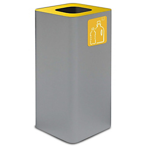 STILCASA Contenitore per la raccolta differenziata della plastica, 100 litri, Struttura in acciaio verniciato, 38 x 38 x 80 cm, Grigio/Giallo STILCASA Contenitore per la raccolta differenziata della plastica, 100 litri, Struttura in acciaio verniciato, 38 x 38 x 80 cm, Grigio/Giallo