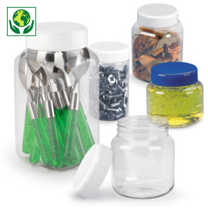Déstockage : Bocal PET transparent à couvercle vissant Déstockage : Bocal PET transparent à couvercle vissant