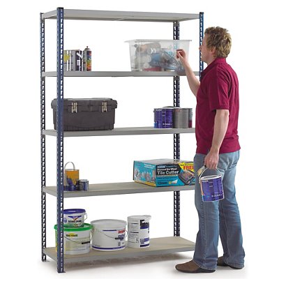 Stockrax general use boltless shelving, red bay, 1980x300mm, 900mm wide shelves - 1