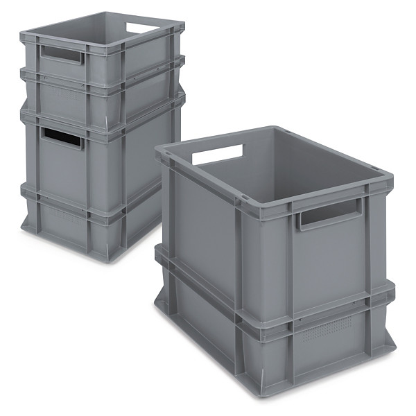 Stohovatelná europřepravka 600 x 400 x 120 mm, šedá, objem 20l, nosnost 20kg  | RAJA - 1