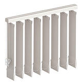 Store à bandes verticales sur mesure, lames largeur 27 mm, tissu screen anti chaleur coloris blanc Store à bandes verticales sur mesure, lames largeur 27 mm, tissu screen anti chaleur coloris blanc