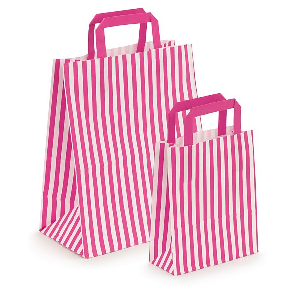 Striped paper carrier bag, lime 250x300mm, pack of 50 - 2