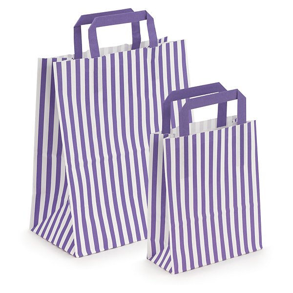 Striped paper carrier bag, lime 250x300mm, pack of 50 - 4