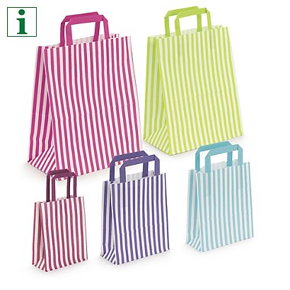 Striped paper carrier bags with flat handles - 1