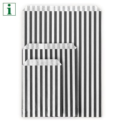 Striped paper counter top bags, black, 240x360mm, pack of 500 - 1