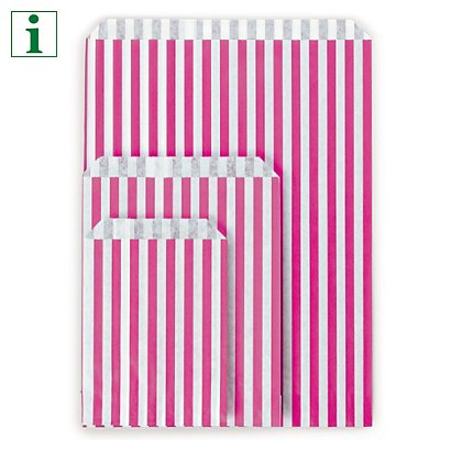 Striped paper counter top bags, pink, 170x230mm, pack of 1000 - 1