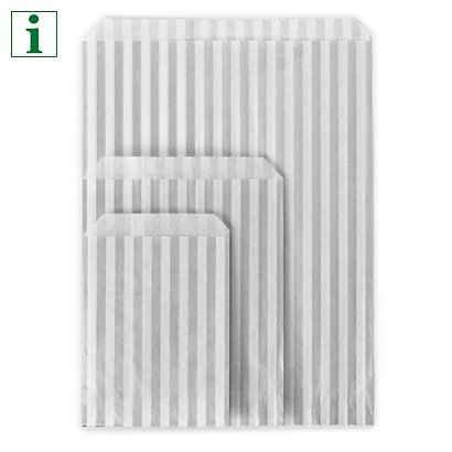 Striped paper counter top bags, silver, 130x180mm, pack of 1000 - 1