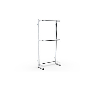 Struttura autoportante per sistema Gondola con 1 ripiano in legno e 2 barre appenderia, 103 x 40 x 240 cm, Metallo Struttura autoportante per sistema Gondola con 1 ripiano in legno e 2 barre appenderia, 103 x 40 x 240 cm, Metallo