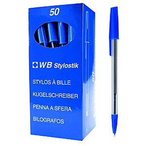 Stylo bille  à capuchon pointe moyenne 0,7 mm - Bleu (lot de 50)