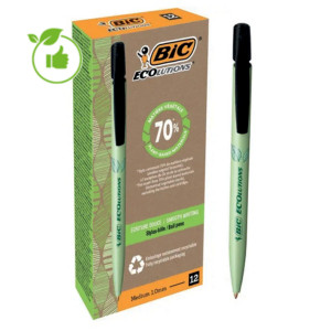 Stylos-bille BIC Media Clic Bio Based noir, boite de 12 stylos